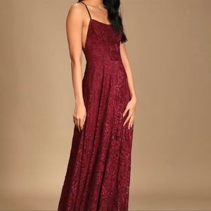 Lulu’s Burgundy Lace Maxi Dress